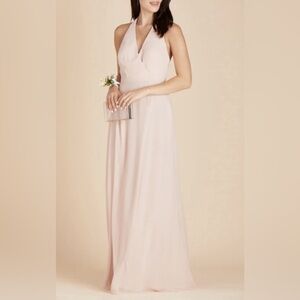 Birdy Grey Halter Maxi Dress Convertible Sleeveless Pale Blush Pink Size M